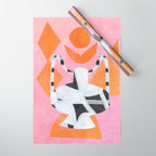 Checkered Urn Pink Orange Geometric Background Wrapping Paper Gallery Image 1