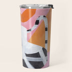 Checkered Urn Pink Orange Geometric Background Travel Mug Gallery Image 2