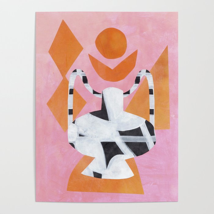 Checkered Urn Pink Orange Geometric Background Poster Gallery Image 4