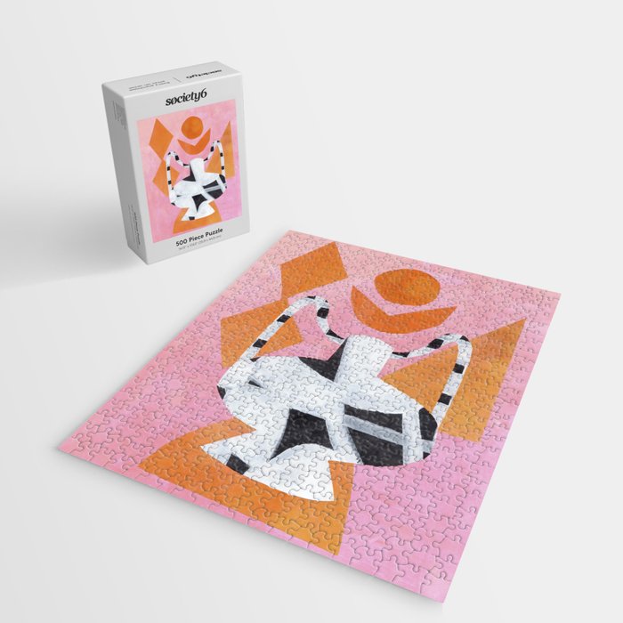 Checkered Urn Pink Orange Geometric Background Jigsaw Puzzle Gallery Image 2