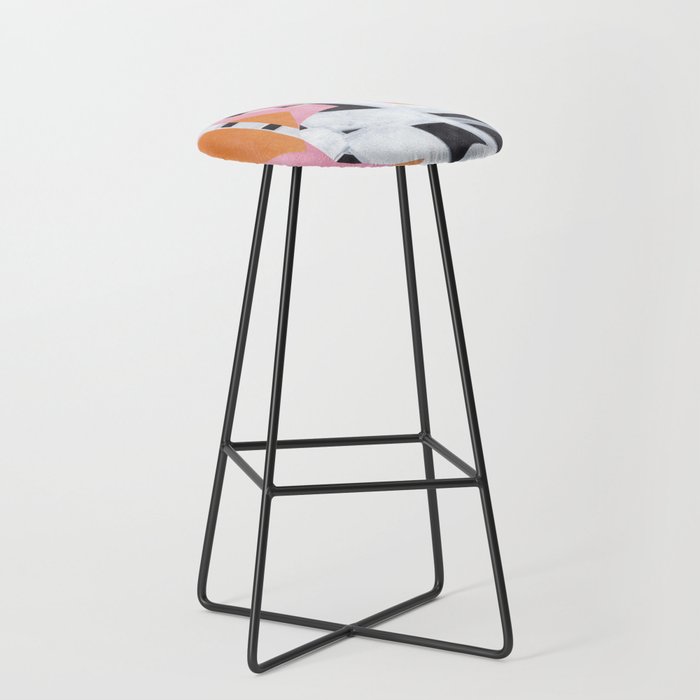 Checkered Urn Pink Orange Geometric Background Stool Gallery Image 1