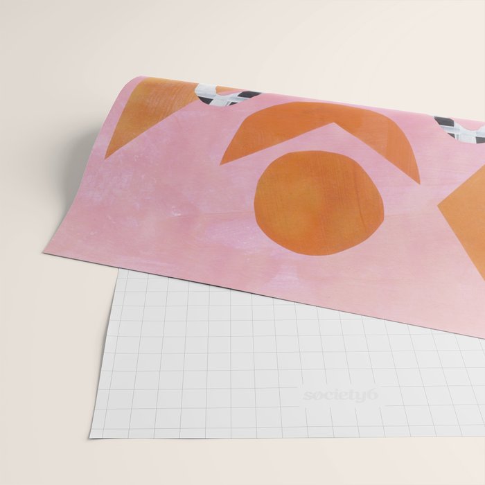 Checkered Urn Pink Orange Geometric Background Wrapping Paper Gallery Image 2