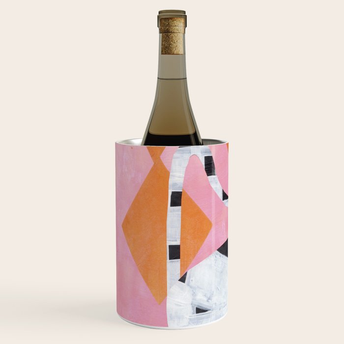 Checkered Urn Pink Orange Geometric Background Wine Chiller Gallery Image 2