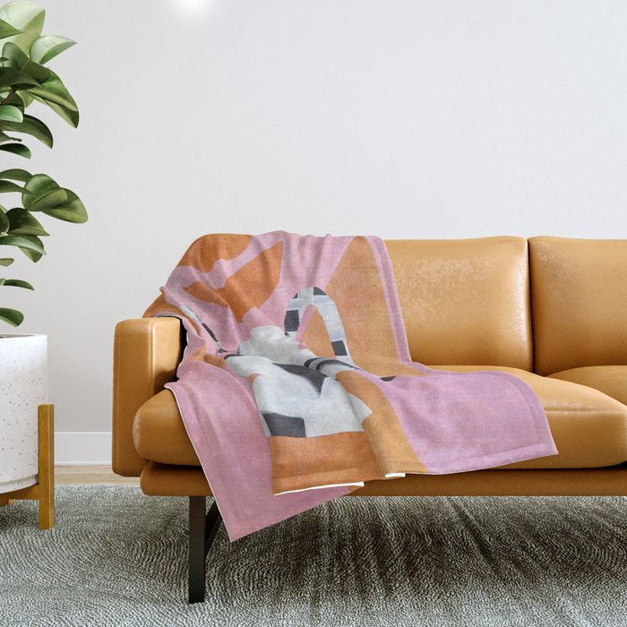 Checkered Urn Pink Orange Geometric Background Throw Blanket Gallery Image 1