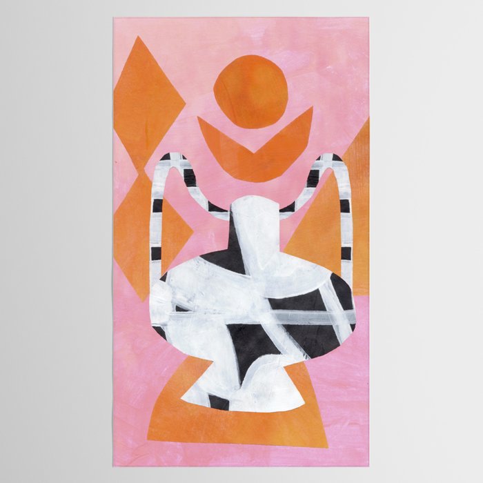 Checkered Urn Pink Orange Geometric Background Tablecloth Gallery Image 2