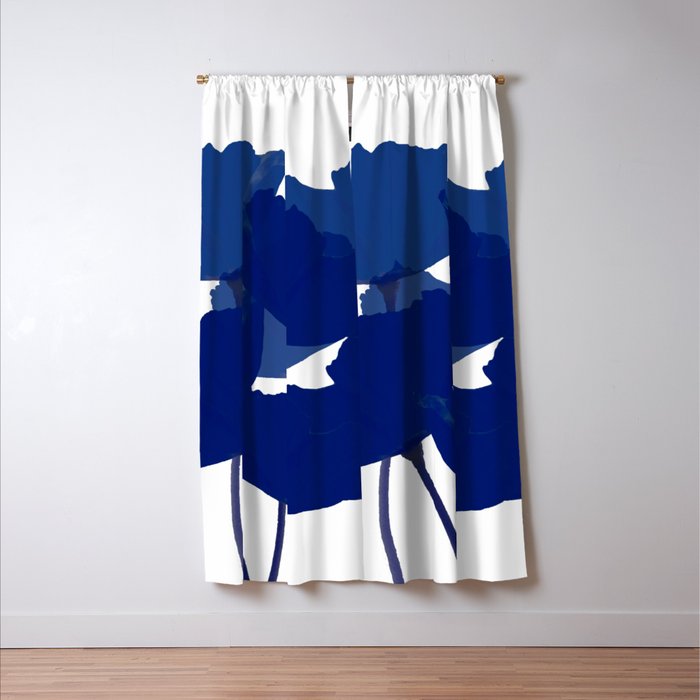 Blue Poppy Flowers on White Background #decor #society6 #buyart Window Curtain Gallery Image 3