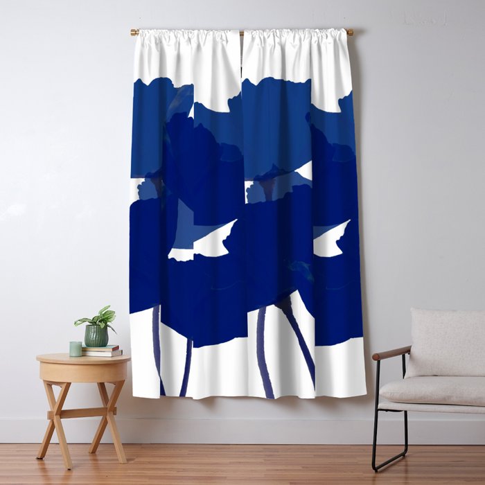 Blue Poppy Flowers on White Background #decor #society6 #buyart Window Curtain Gallery Image 5