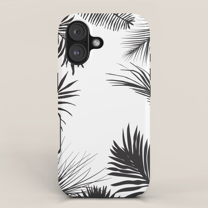 Black And White Palm Leaves iPhone Case Gallery Image 1