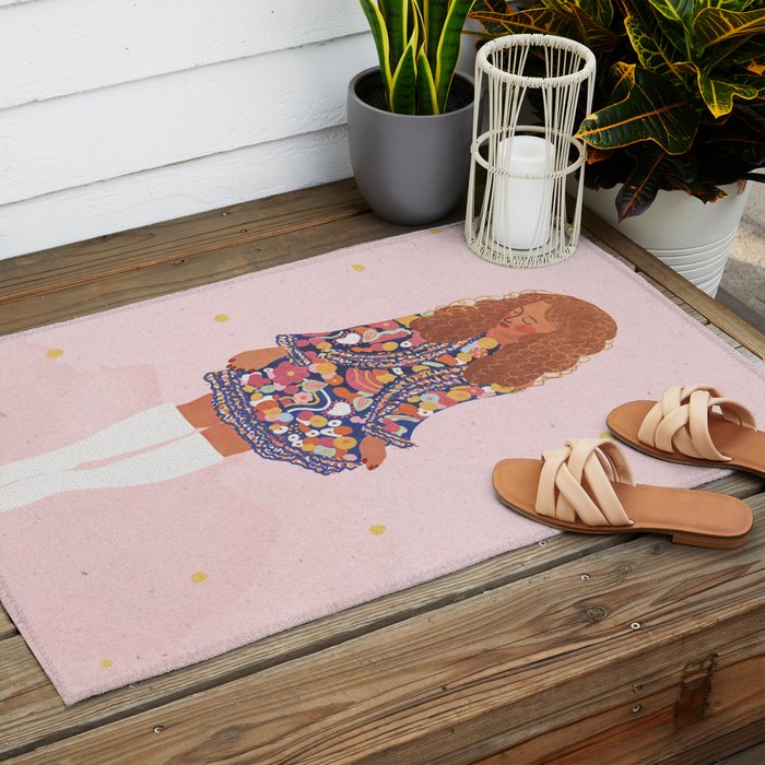 70s Girl Outdoor Rug Gallery Image 2