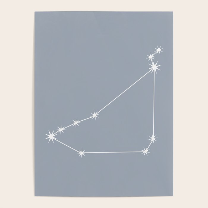 Capricorn Zodiac Star Constellation Line Art Blue Grey Poster Gallery Image 4