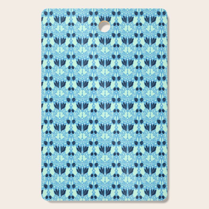 Star of David Art Nouveau Shades of Blue Jewish Star Botanical Cutting Board Gallery Image 1