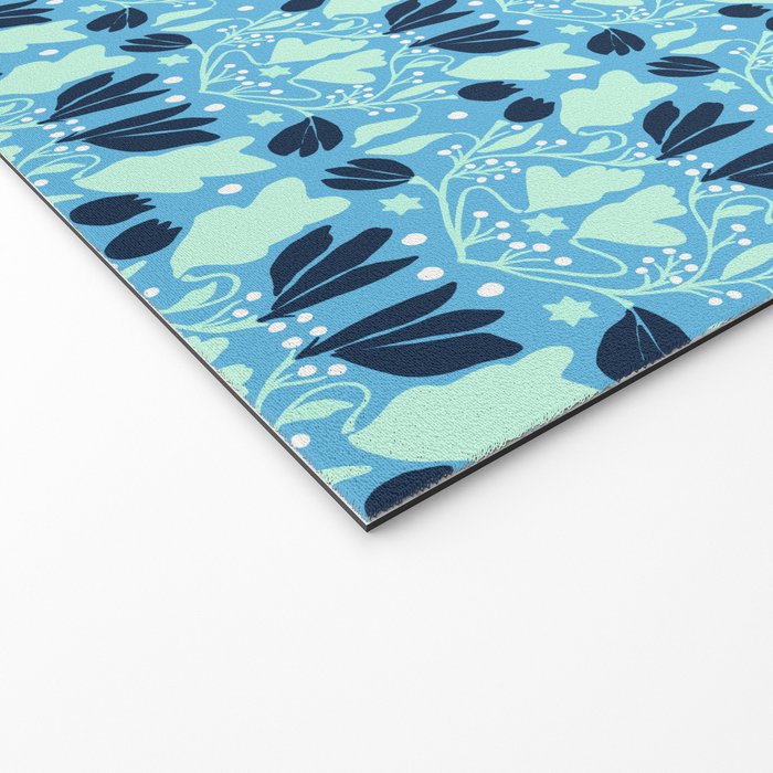 Star of David Art Nouveau Shades of Blue Jewish Star Botanical Welcome Mat Gallery Image 2