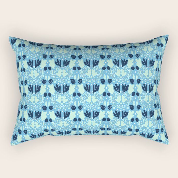 Star of David Art Nouveau Shades of Blue Jewish Star Botanical Rectangular Pillow Gallery Image 2