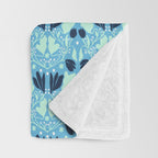 Star of David Art Nouveau Shades of Blue Jewish Star Botanical Throw Blanket Gallery Image 3