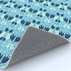 Star of David Art Nouveau Shades of Blue Jewish Star Botanical Rug Gallery Image 4