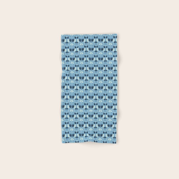 Star of David Art Nouveau Shades of Blue Jewish Star Botanical Bath Towel Gallery Image 1