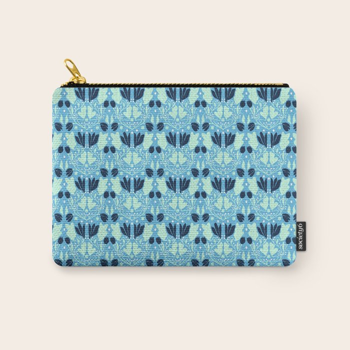 Star of David Art Nouveau Shades of Blue Jewish Star Botanical Carry All Pouch Gallery Image 1