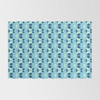 Star of David Art Nouveau Shades of Blue Jewish Star Botanical Rug Gallery Image 2