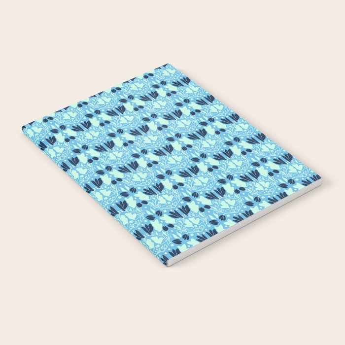 Star of David Art Nouveau Shades of Blue Jewish Star Botanical Notebook Gallery Image 2