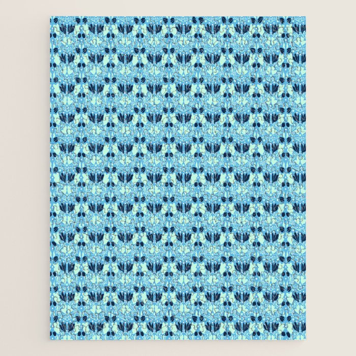 Star of David Art Nouveau Shades of Blue Jewish Star Botanical Jigsaw Puzzle Gallery Image 1