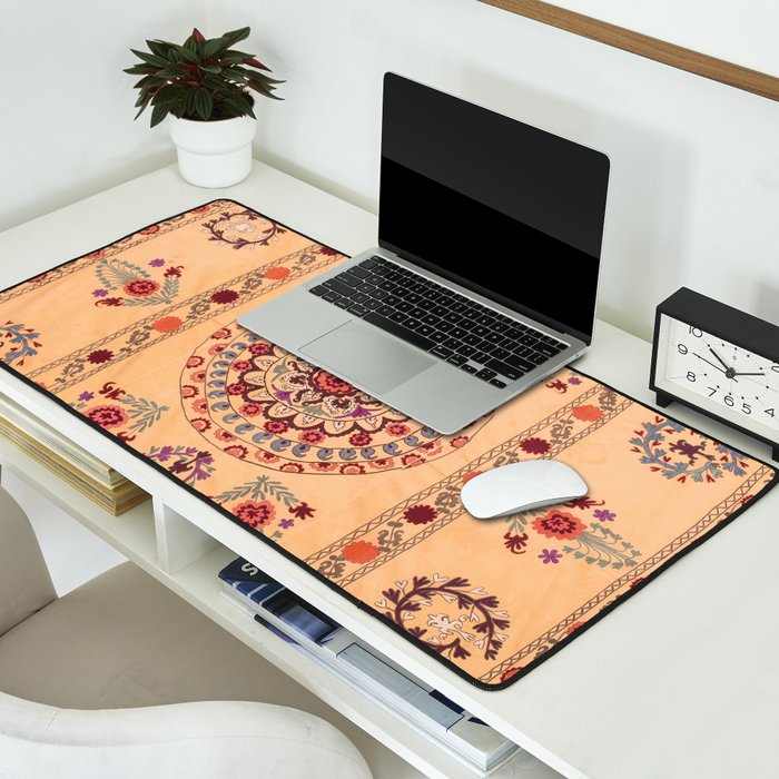 Samarkand Suzani  Antique Uzbekistan Rug Print Desk Mat Gallery Image 2