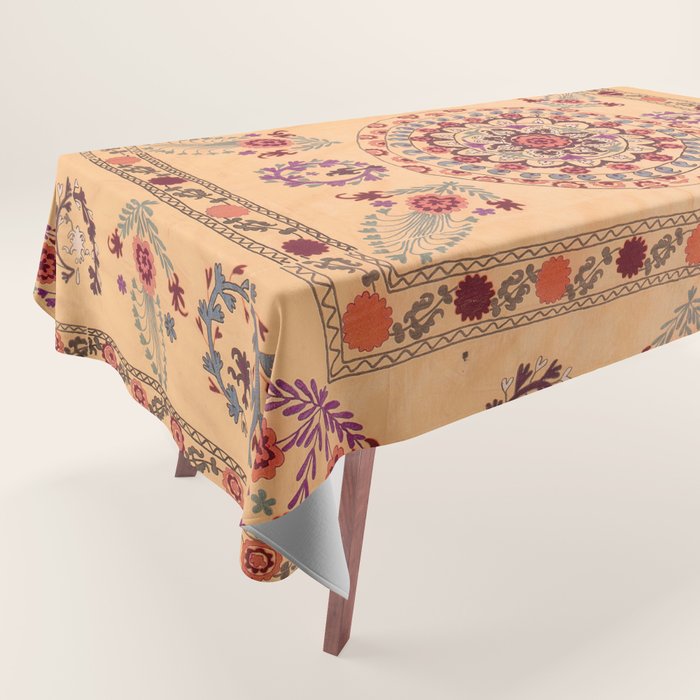 Samarkand Suzani  Antique Uzbekistan Rug Print Tablecloth Gallery Image 1