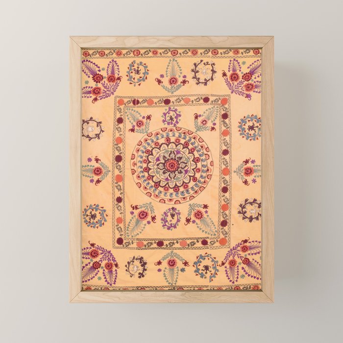 Samarkand Suzani  Antique Uzbekistan Rug Print Mini Art Print Gallery Image 1