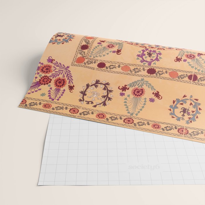 Samarkand Suzani  Antique Uzbekistan Rug Print Wrapping Paper Gallery Image 2