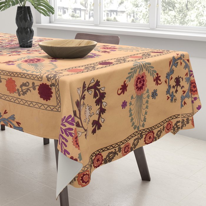 Samarkand Suzani  Antique Uzbekistan Rug Print Tablecloth Gallery Image 3