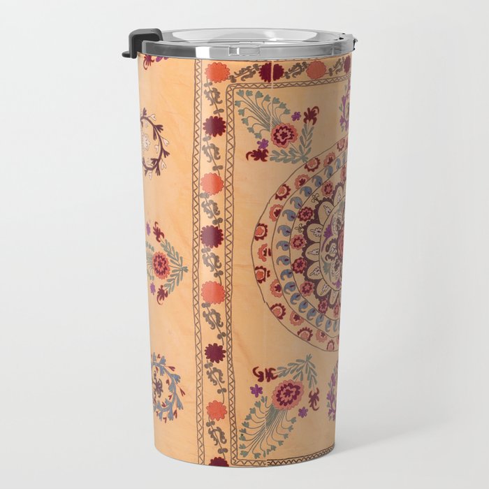 Samarkand Suzani  Antique Uzbekistan Rug Print Travel Mug Gallery Image 3