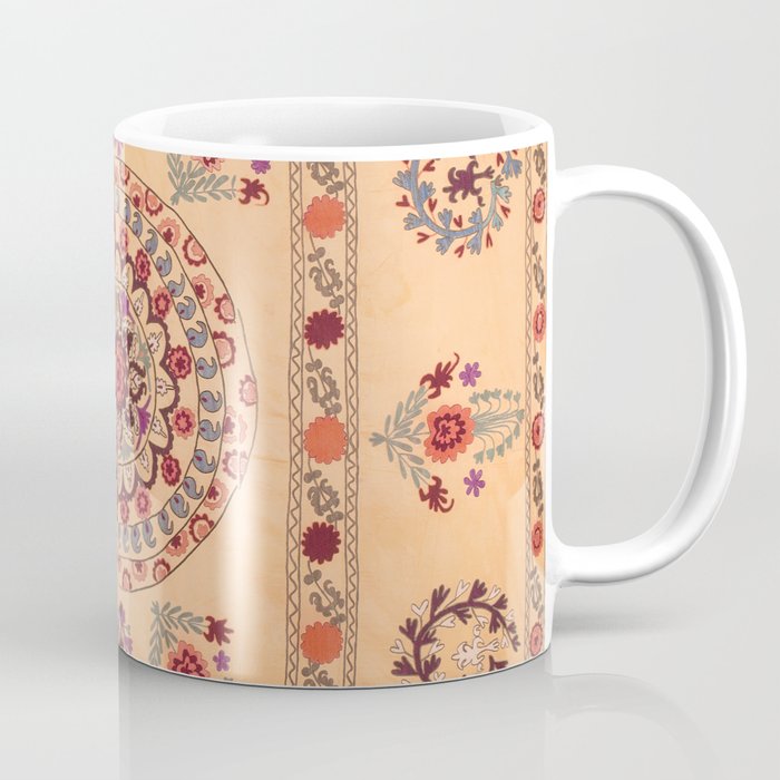 Samarkand Suzani  Antique Uzbekistan Rug Print Coffee Mug Gallery Image 1