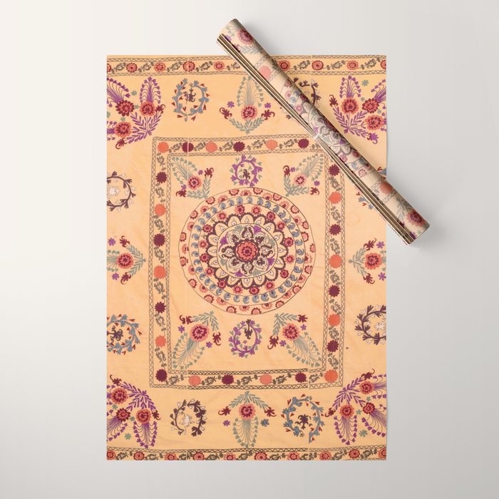 Samarkand Suzani  Antique Uzbekistan Rug Print Wrapping Paper Gallery Image 1