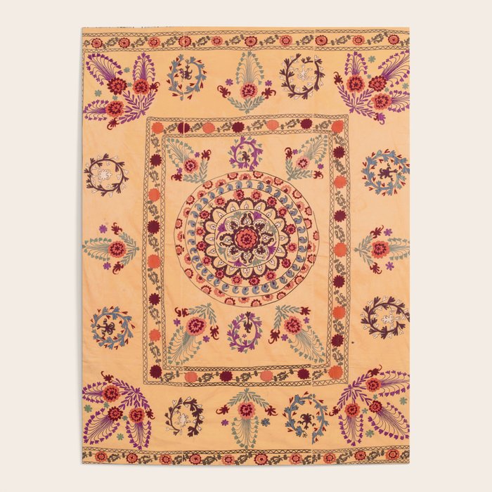 Samarkand Suzani  Antique Uzbekistan Rug Print Poster Gallery Image 1