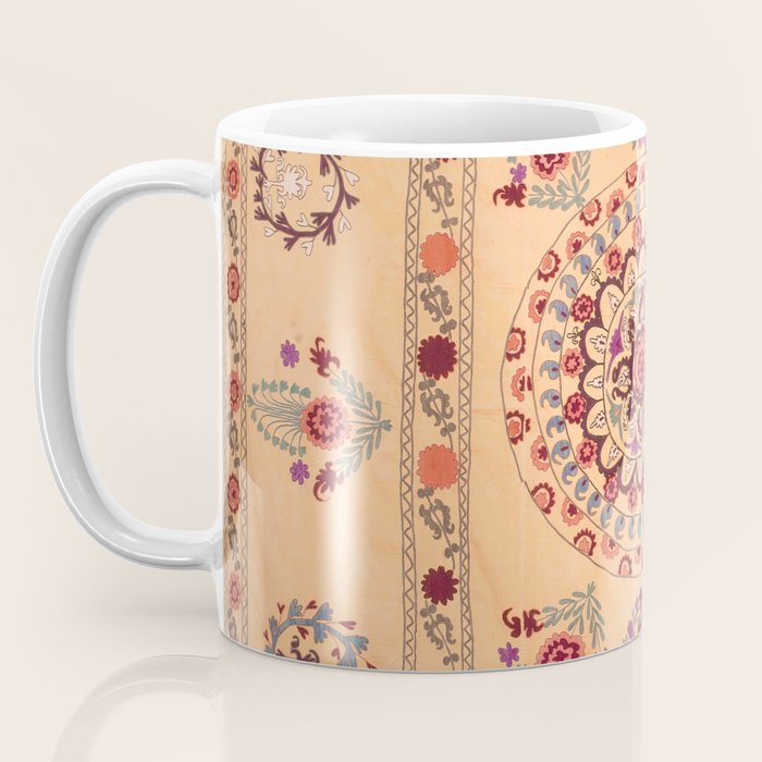 Samarkand Suzani  Antique Uzbekistan Rug Print Coffee Mug Gallery Image 3