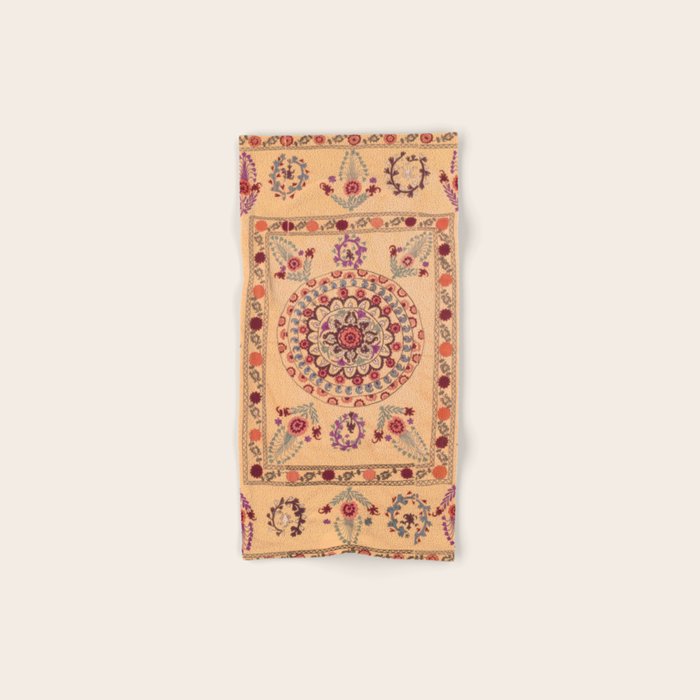 Samarkand Suzani  Antique Uzbekistan Rug Print Bath Towel Gallery Image 1