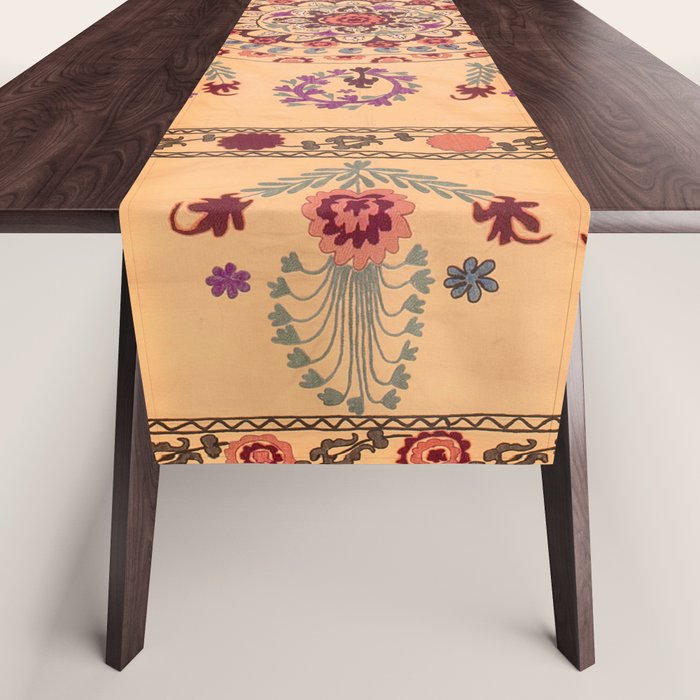 Samarkand Suzani  Antique Uzbekistan Rug Print Table Runner Gallery Image 1