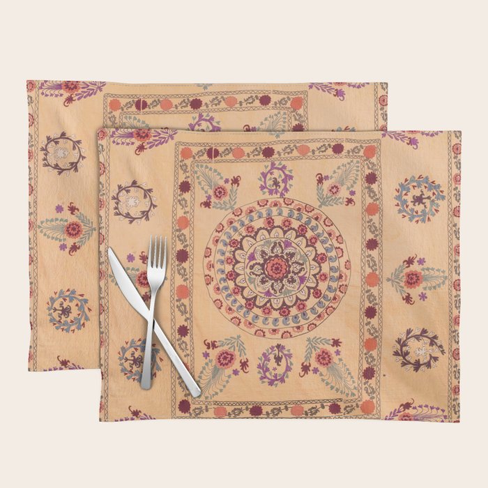 Samarkand Suzani  Antique Uzbekistan Rug Print Placemat Gallery Image 1