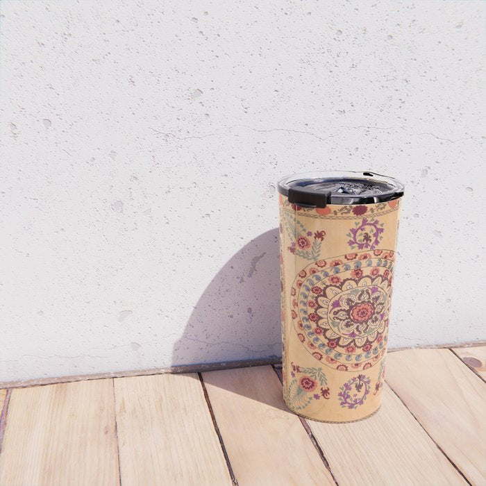 Samarkand Suzani  Antique Uzbekistan Rug Print Travel Mug Gallery Image 4