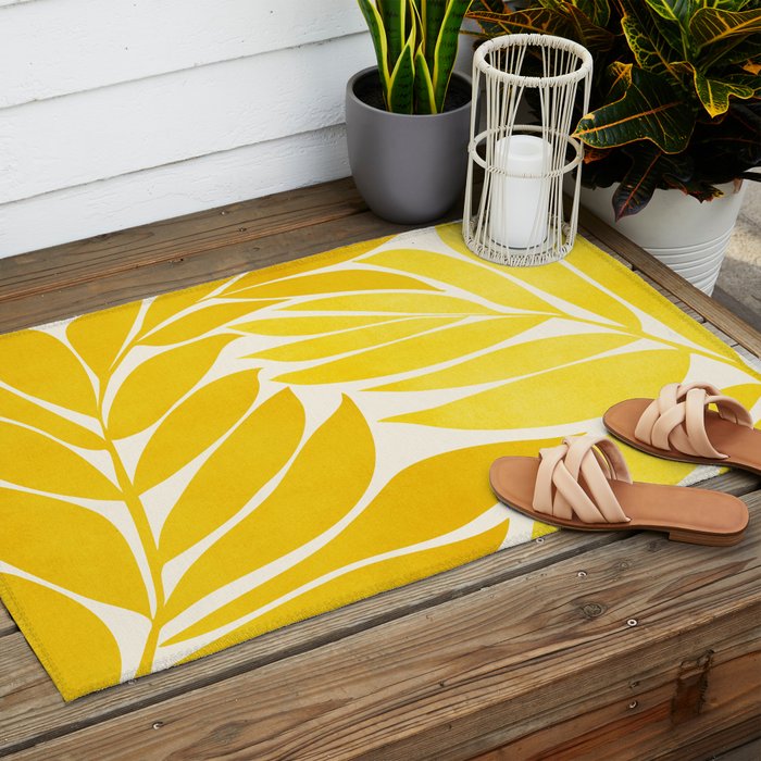 Mid Mod Vines in Yellow Outdoor Rug Gallery Image 2