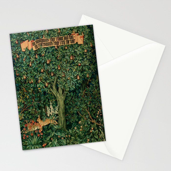 William Morris Forest Rabbits and Foxglove Greenery  Stationery Card Gallery Image 2