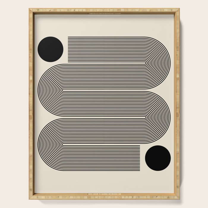 Abstraction_LINE_BLACK_DOT_VISUAL_ART_Minimlism_001A Serving Tray Gallery Image 1