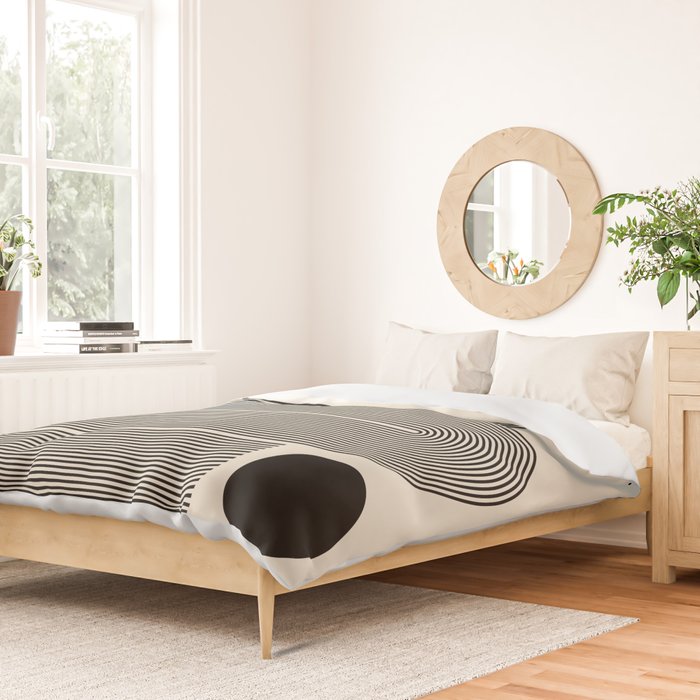 Abstraction_LINE_BLACK_DOT_VISUAL_ART_Minimlism_001A Duvet Cover Gallery Image 2