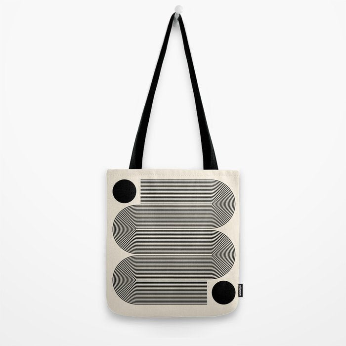 Abstraction_LINE_BLACK_DOT_VISUAL_ART_Minimlism_001A Tote Bag Gallery Image 2