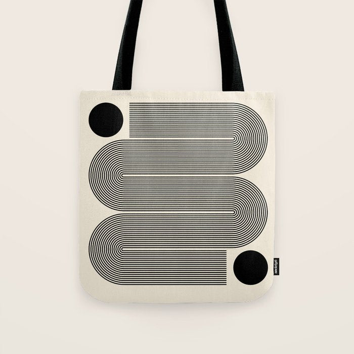 Abstraction_LINE_BLACK_DOT_VISUAL_ART_Minimlism_001A Tote Bag Gallery Image 1