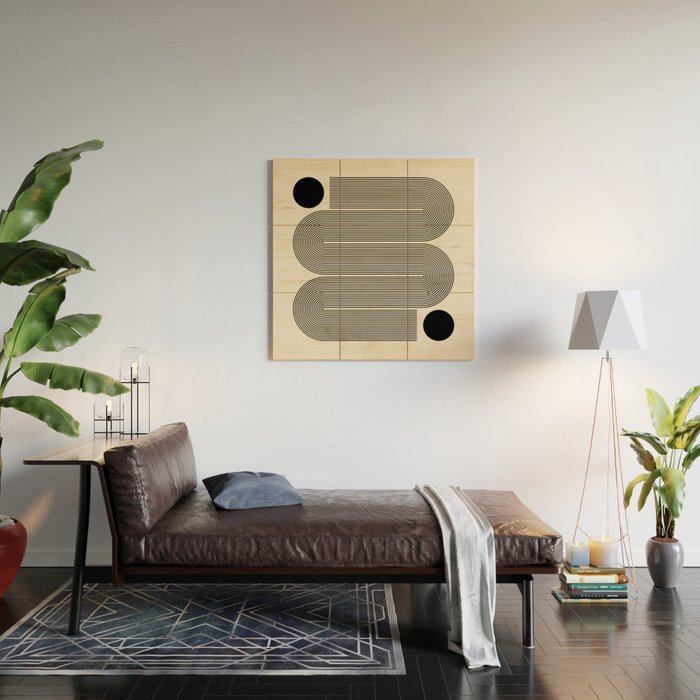 Abstraction_LINE_BLACK_DOT_VISUAL_ART_Minimlism_001A Wood Wall Art Gallery Image 2