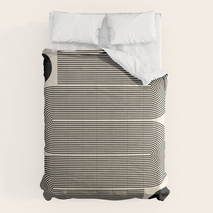 Abstraction_LINE_BLACK_DOT_VISUAL_ART_Minimlism_001A Comforter Gallery Image 6