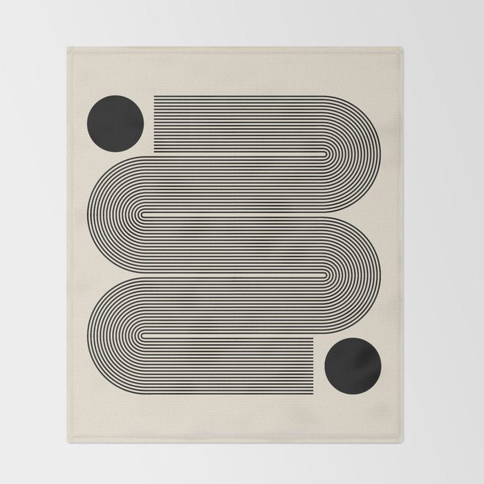 Abstraction_LINE_BLACK_DOT_VISUAL_ART_Minimlism_001A Throw Blanket Gallery Image 2