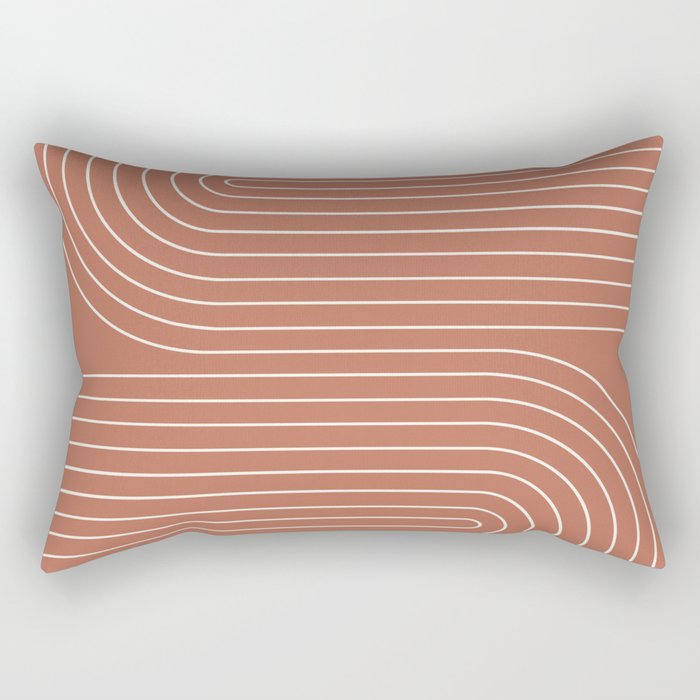 Minimal Line Curvature XCIV Coral Red Mid Century Modern Arch Abstract Rectangular Pillow Gallery Image 2