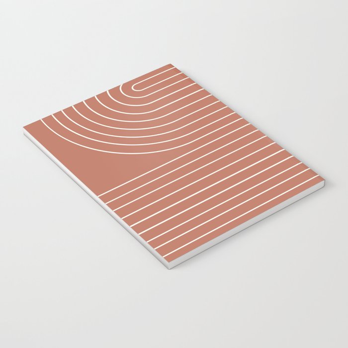 Minimal Line Curvature XCIV Coral Red Mid Century Modern Arch Abstract Notebook Gallery Image 3