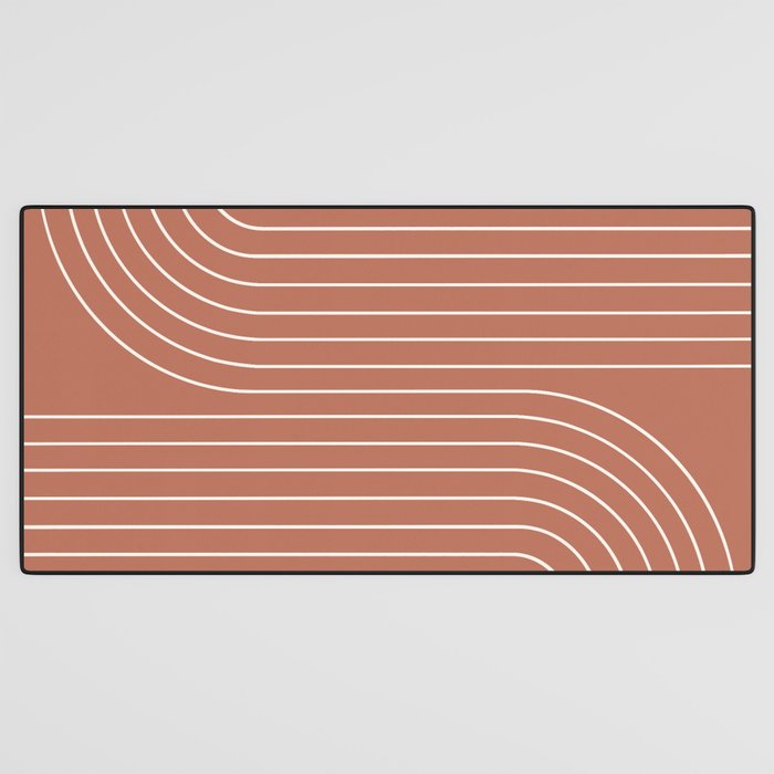 Minimal Line Curvature XCIV Coral Red Mid Century Modern Arch Abstract Desk Mat Gallery Image 3